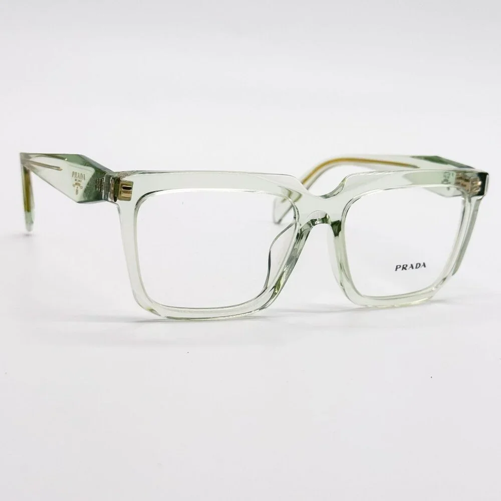 NEW PRADA EYEGLASSES PRA19VF 14R1O1, PR A19VF 14R1O1 TRANSPARENT MINT WOMEN
